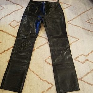 Black leather jeans gap